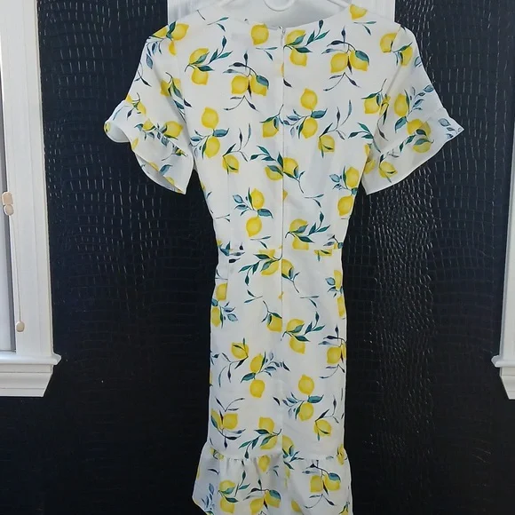 Banana Republic White Dress with Lemon Print - Picture 3 of 5